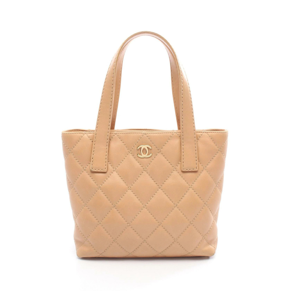 Chanel Wild Stitch Tote Bag Leather Beige